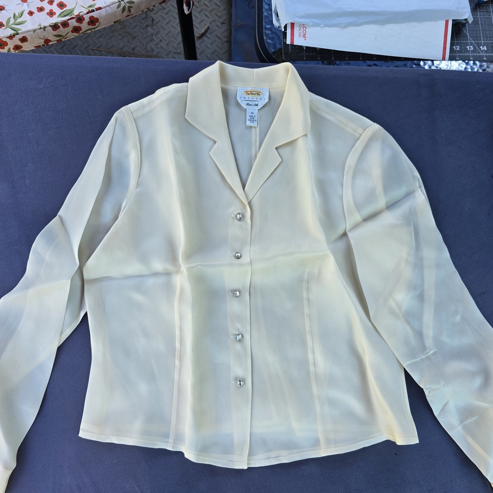 Talbots Petites Cream Sheer Silk Blouse A-40